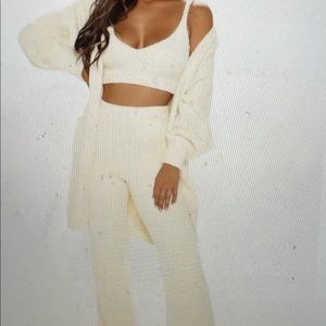 Never worn 3 piece cozy set in ivory